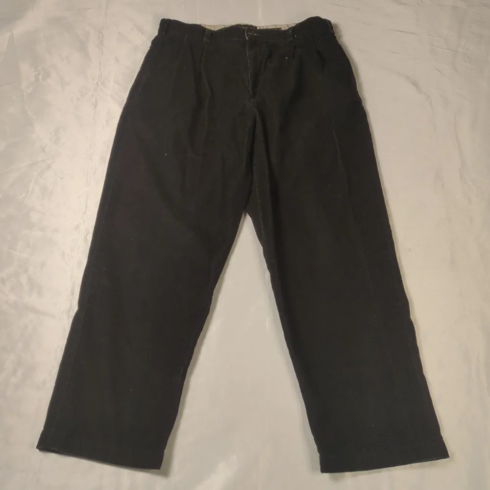 Vintage Eddie Bauer Black Corduroy‎ Pants Size 36x30 Mens Relaxed Fit Nano-care